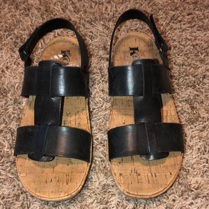 Open toe sandals with leather top crock bottom